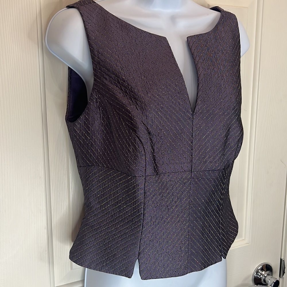 Js Collection Formal Top Size 6 Cropped V Neck Pu… - image 2